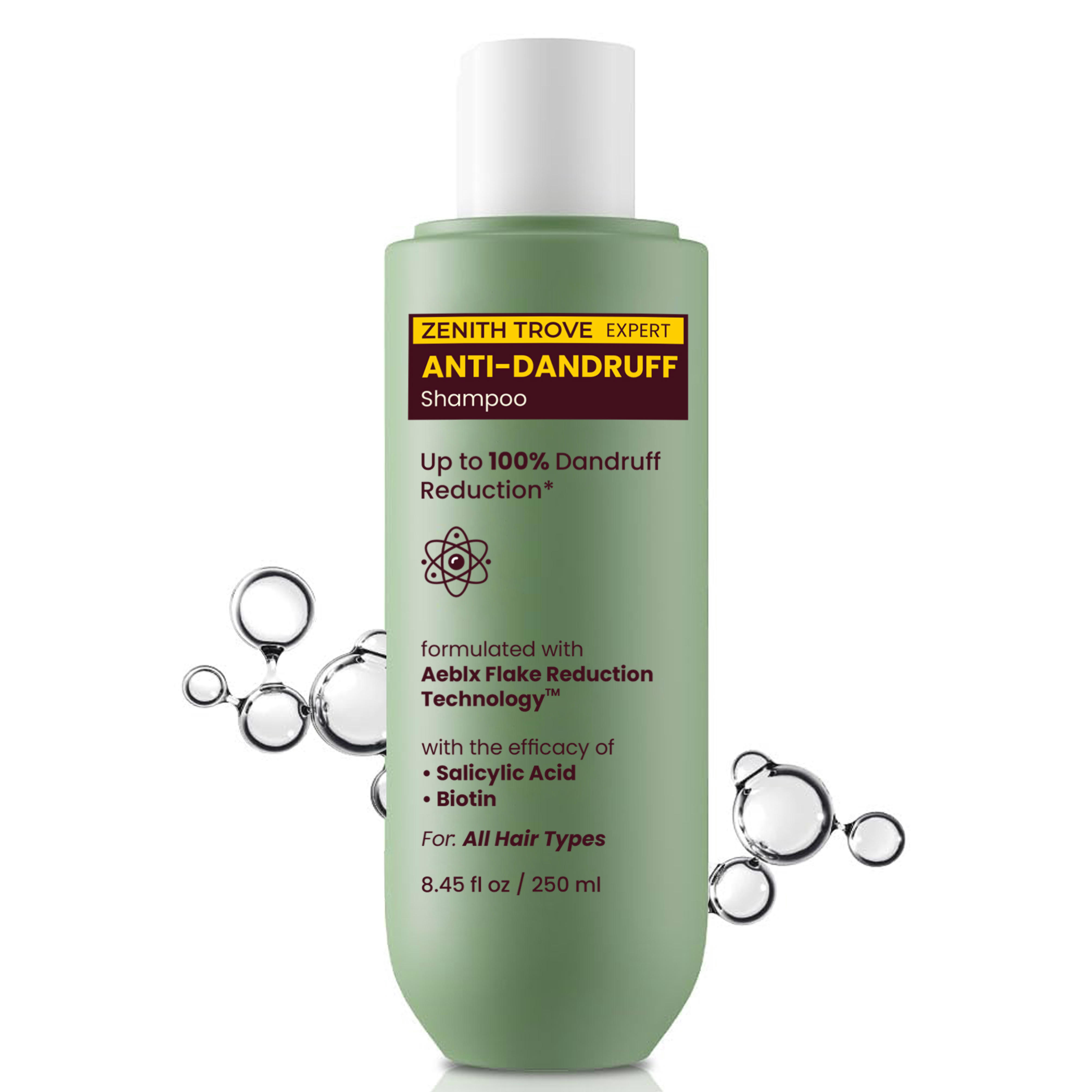 zenith trove anti dandruff shampoo 250ml soothes itchy scalp controls flakes and strengthens hair sulfate and paraben free