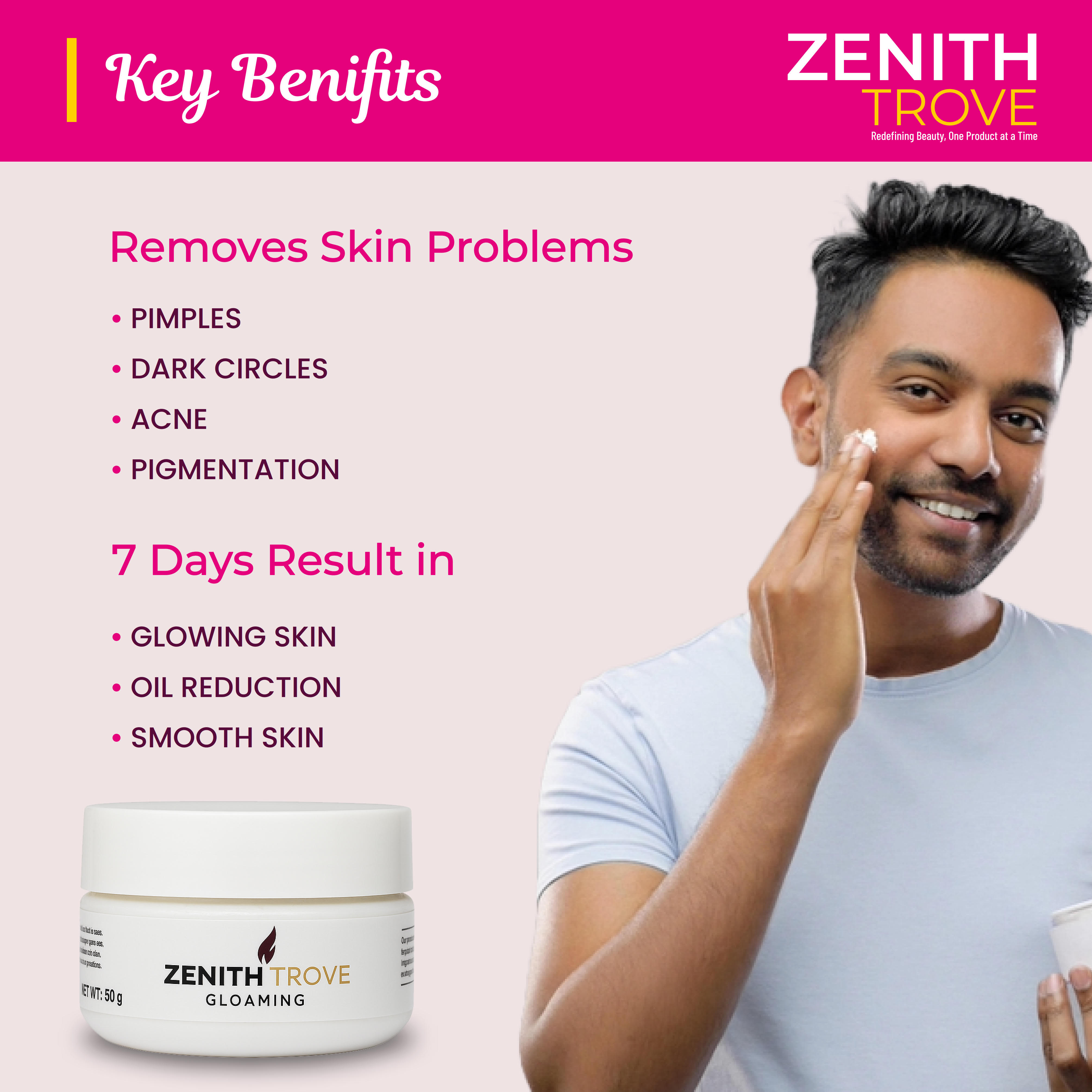 zenith trove natural glowing face cream for radiant and nourished skin enriched with herbal extracts and skin loving oils 